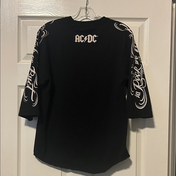 ACDC 3/4 sleeve shirt with in rock we trust, it’s rock or bust on sleeves - Picture 3 of 5